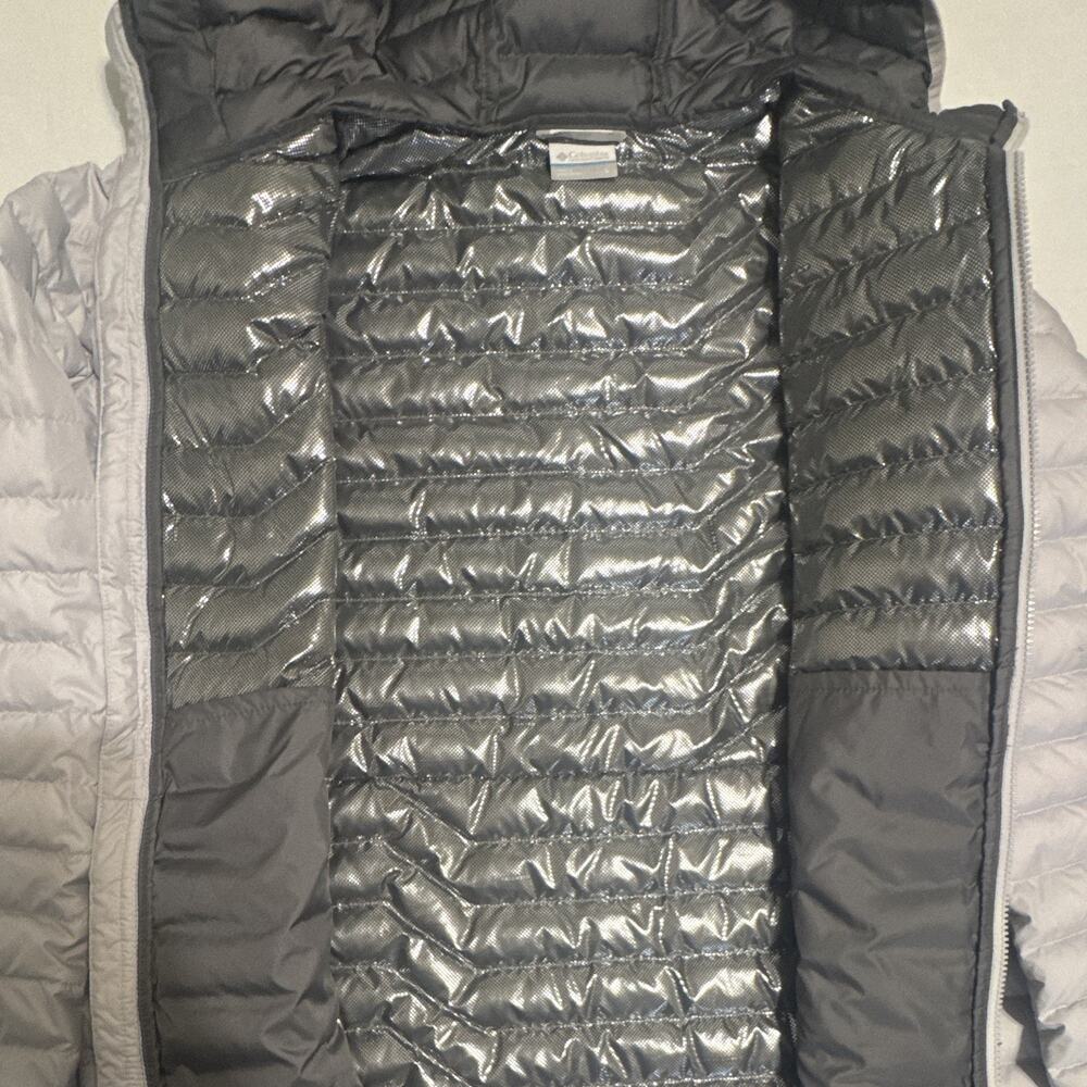 Columbia Omni-Heat Gray Down Insulated Hooded Packable Puffer Jacket L - Picture 2 of 8
